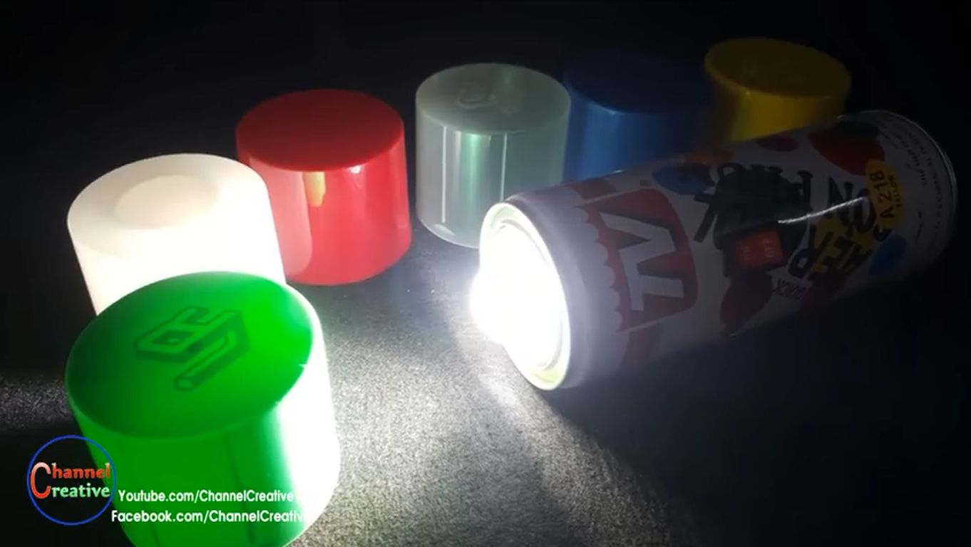 ساخت چراغ‌قوه LED با قوطی اسپری رنگ-بازیافت زباله- محیط زیست-روشنایی-شب‌چراغ-چراغ‌قوه سارژی